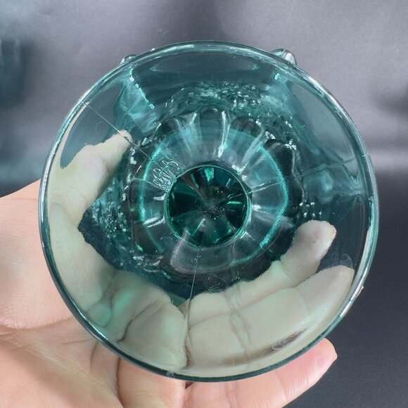 Westmoreland Laurel Green Paneled Grape Pedestal Compote Bowl Dish W Sticker VTG - Picture 7 of 14